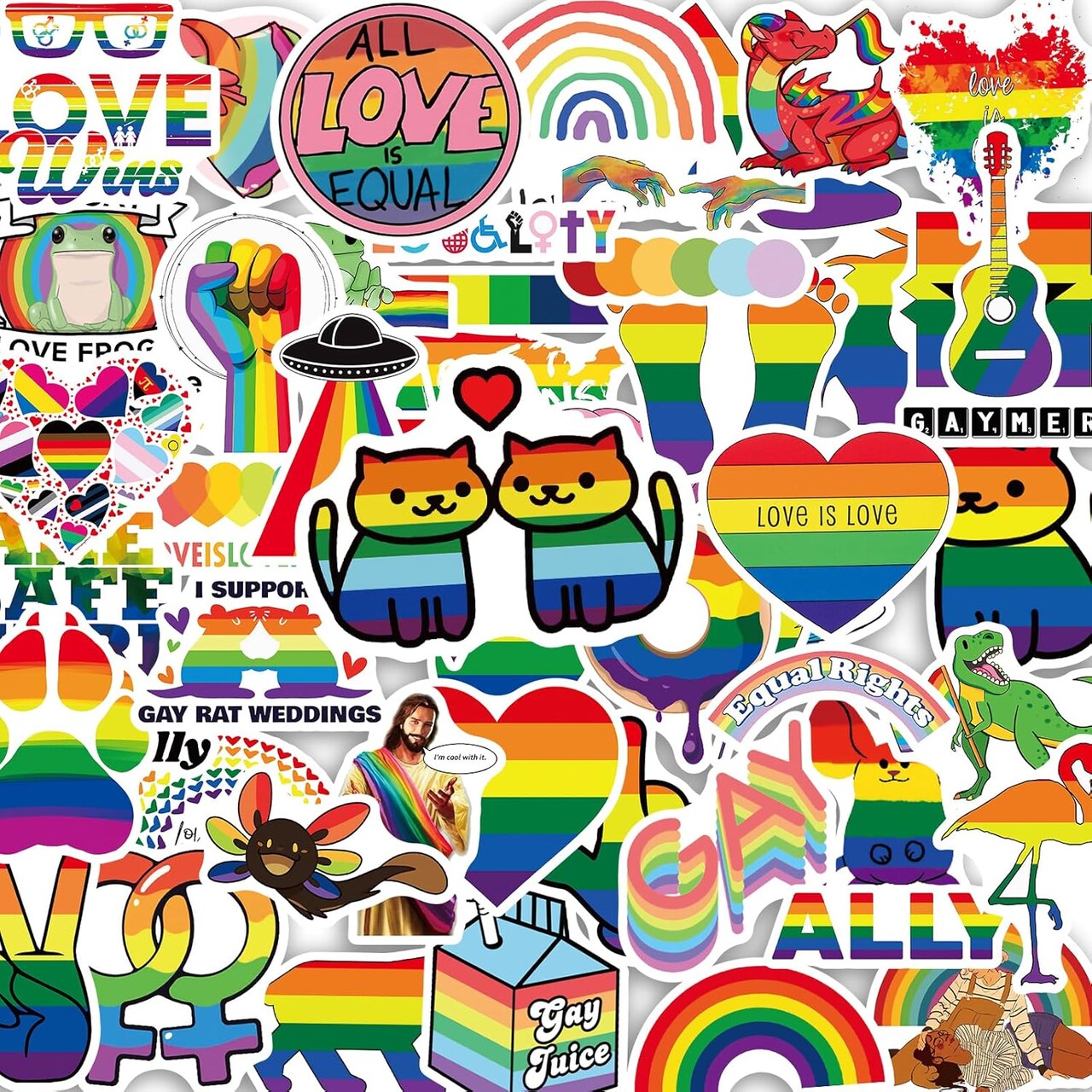 50PCS LGBTQ+ Pride Stickers Pack – Rainbow Vinyl Decals for Water Bottles, Laptops, Guitar & Skateboards | Gay Lesbian Bi Trans Pansexual Pride Accessories